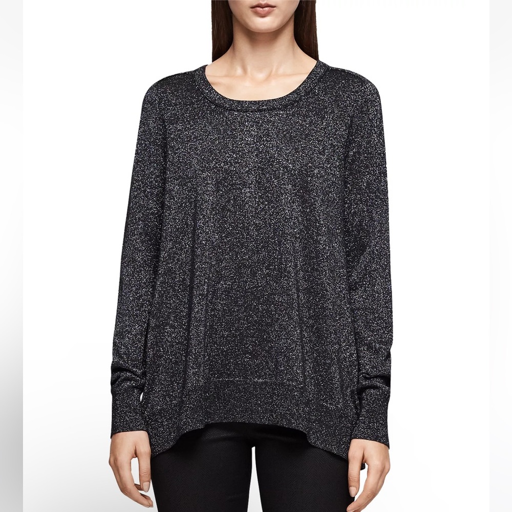 NWOT Women’s Reiss Reagan Tie-Back Sparkling Metallic Sweater Blue Sz S.